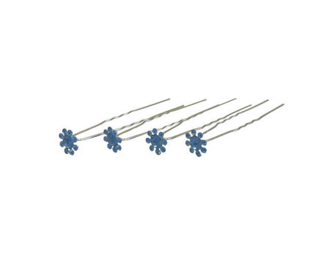 Hair clips Blue flowers 12mm 15pcs.