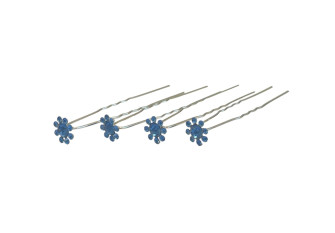 Hair clips Blue flowers 12mm 15pcs.