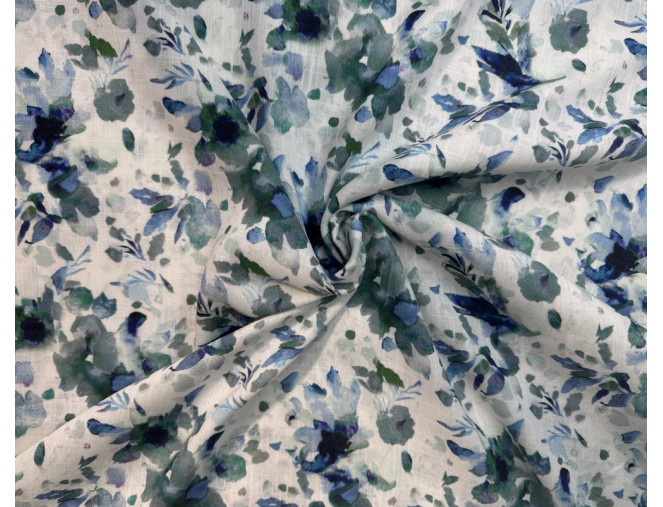 Linen with viscose Greenish-blue spots pristatymas per 1-4 d.d.