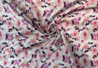 Linen with viscose Pink meadow