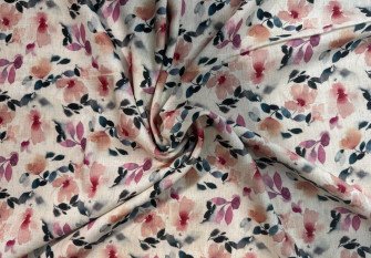 Linen with viscose Orange flowers