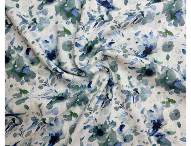 Linen with viscose Greenish-blue spots