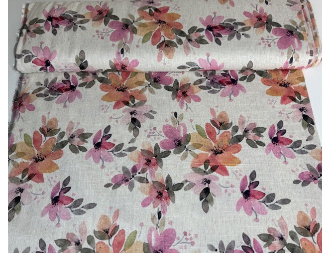 Linas su viskoze Persikinės gėlės