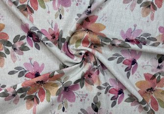 Linas su viskoze Persikinės gėlės