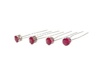 Hair clips Pink crystals 10mm 12pcs.