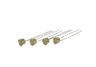 Hair clips Yellow crystals 10mm 12pcs.