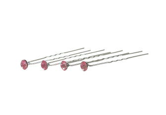 Hair clips Pink crystals 7mm 24pcs.