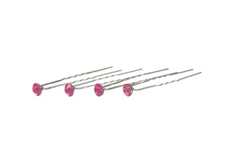 Hair clips Pink crystals 7mm 5pcs.