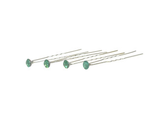 Hair clips Greenish crystals 7mm 21pcs.