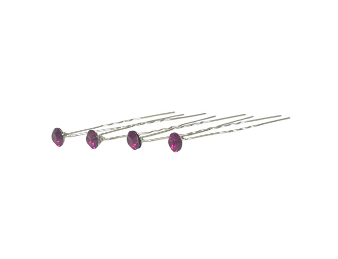 Segtukai plaukams Violetiniai kristalai 7mm 11vnt.