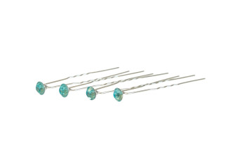 Hair clips Light blue crystals 7mm 29pcs
