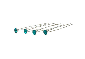 Hair clips Turquoise crystals 7mm 20pcs.