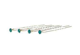Hair clips Turquoise crystals 6mm 39pcs.