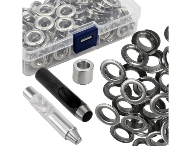 Metalinių akučių - skylučių rinkinys 12mm | 100vnt