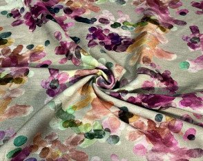 Linen with viscose in Spotted Green