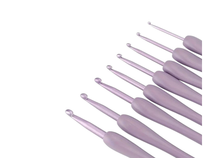 Aliuminių vąšelių rinkinys su plastikine rankenėle Alyvinė