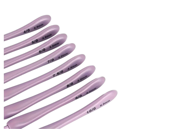 Aliuminių vąšelių rinkinys su plastikine rankenėle Alyvinė internetu