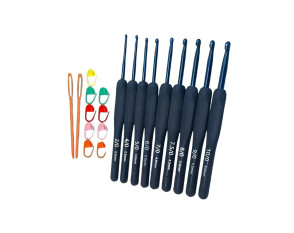 Aliuminių vąšelių rinkinys su gumine rankenėle + priedai Tamsiai mėlyna