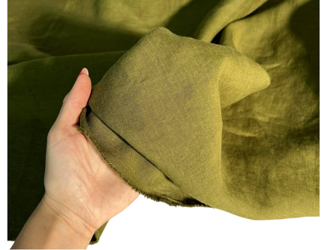 Wide linen fabric Olive | Width 2,83m internetu