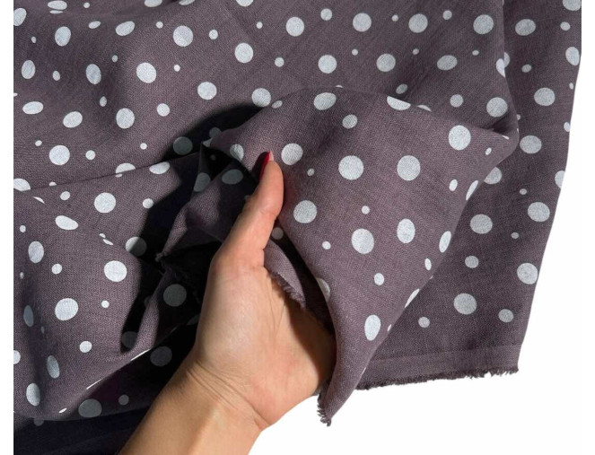 Minkštintas linas Balti taškeliai tamsiai violetiniame pigiau
