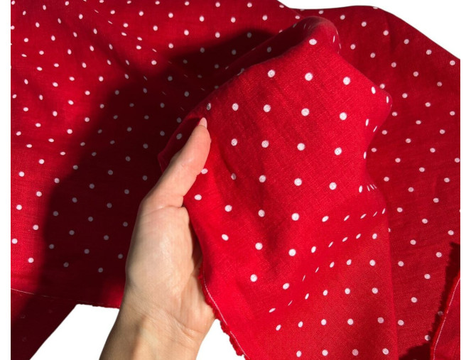 Soft linen Red with polka dots internetu