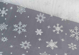 Tulle with shiny snowflakes White
