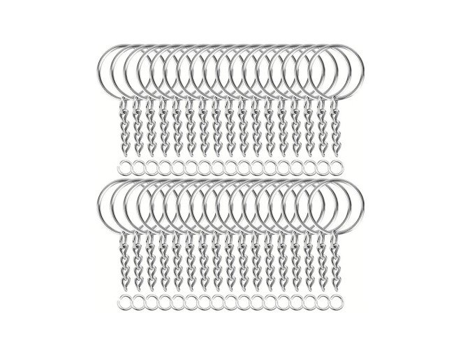 Key ring with chain and link 20mm Nickel 100pcs