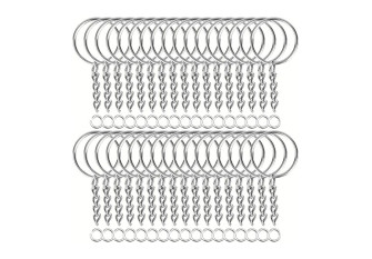 Žiedas raktams su grandinėle ir sujungimu 20mm 100vnt  Nikelio