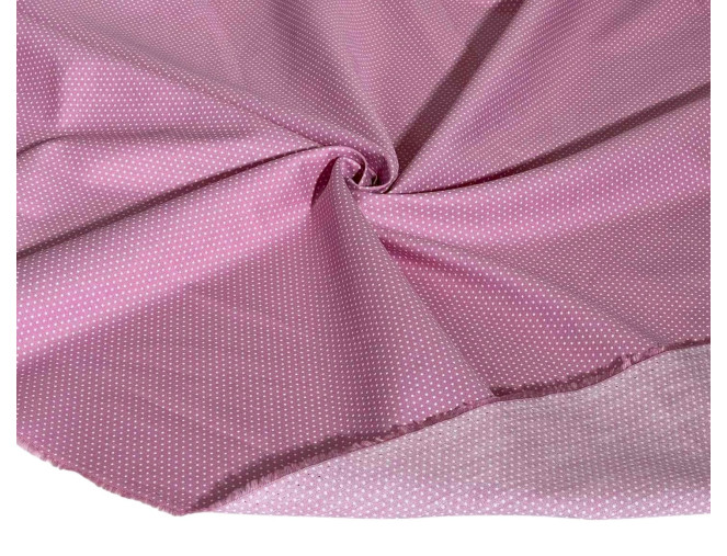 Poplin fabric White polka dots in pink pigiau