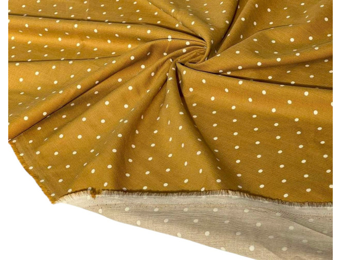 Medvilninis velvetas Balti taškeliai garstyčių pigiau