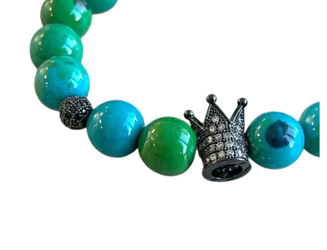 Natūralaus akmens karoliukų apyrankė Žalia pigiau