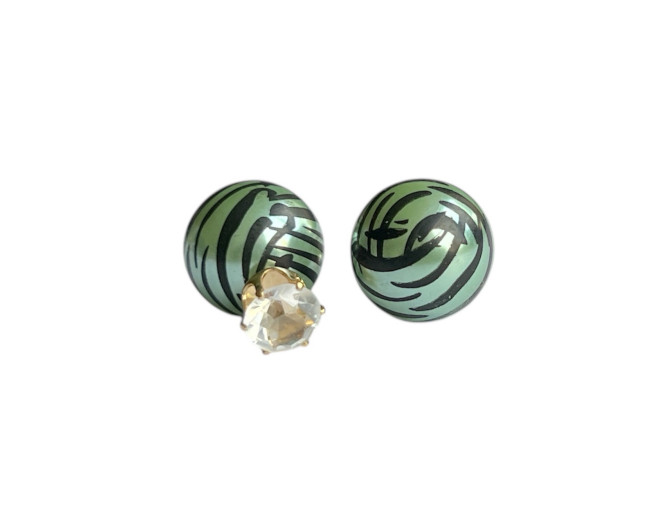 Auskarai Žalia juoda