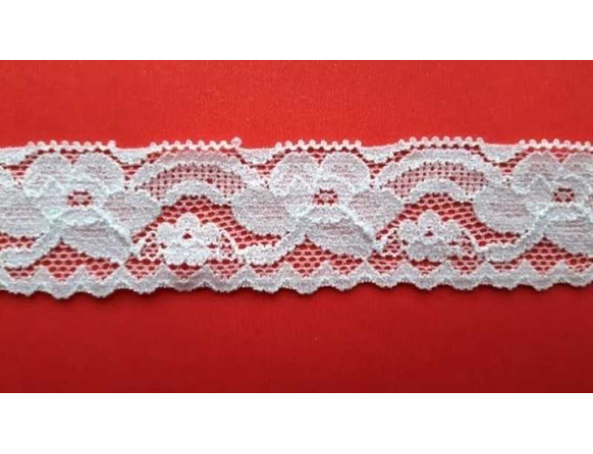 Elastinis nėrinys 25mm Baltas