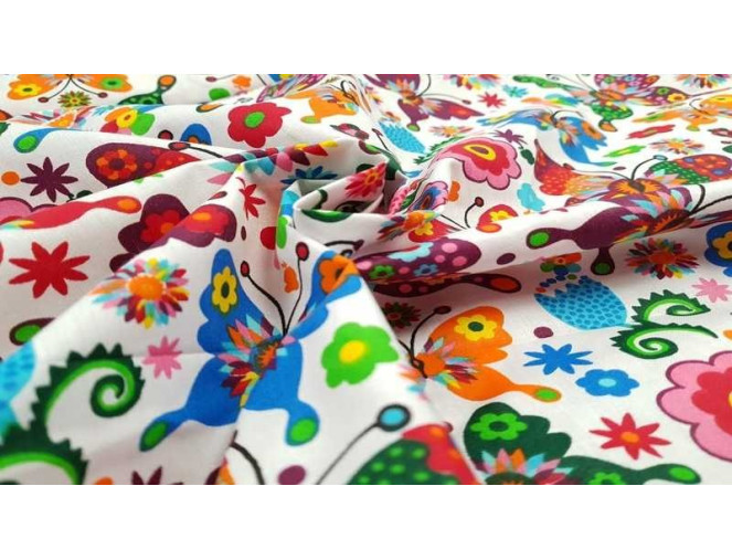 Cotton - canvas Colourful butterflies