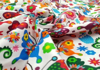 Cotton - canvas Colourful butterflies