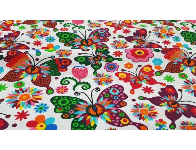 Cotton - canvas Colourful butterflies pigiau