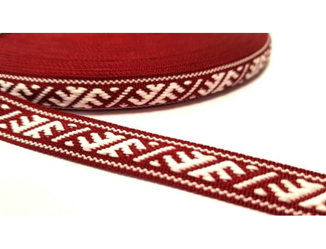 Tautinė juostelė 12mm Bordo/Balta