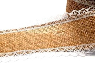 Džiuto juostelė su nėriniu | 2 pločiai