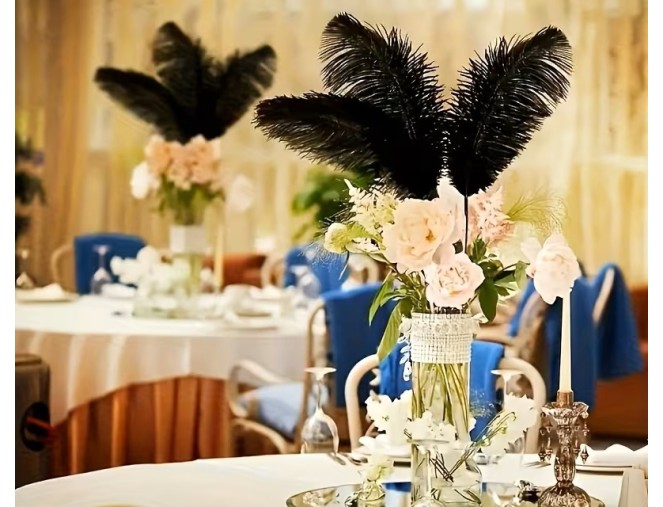 Decorative black thrush feathers, 5 pieces pigiau