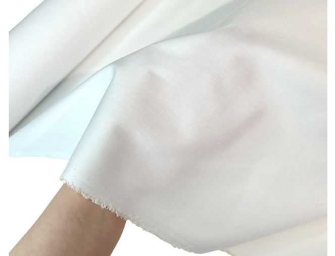 Stretch cotton fabric, plain white pigiau