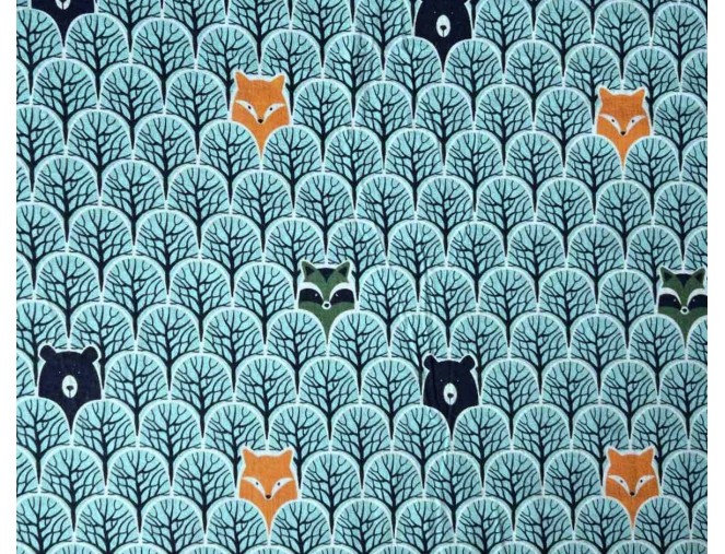 Flannel: Animals in Mint pigiau