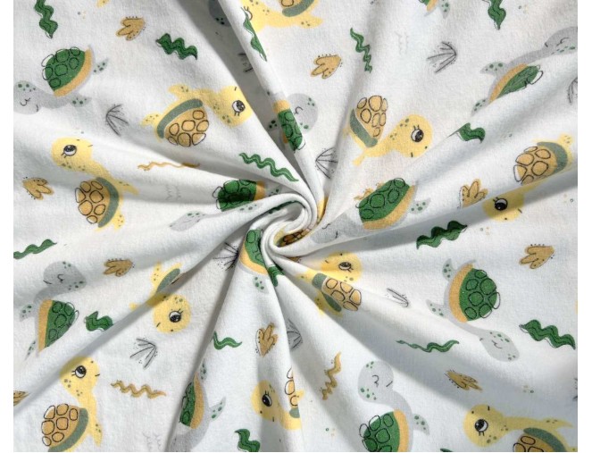 Flannel T-shirt with Turtles on a White Background