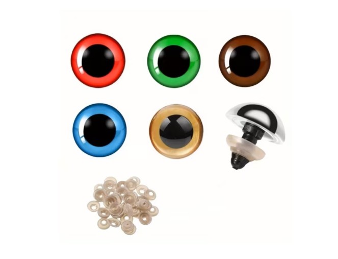 Colored screw-in eyes for toys, 10–17 mm | 160 pcs