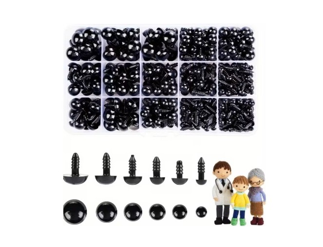 Įsukamos akys žaislams juodos 6 - 14mm | 700vnt