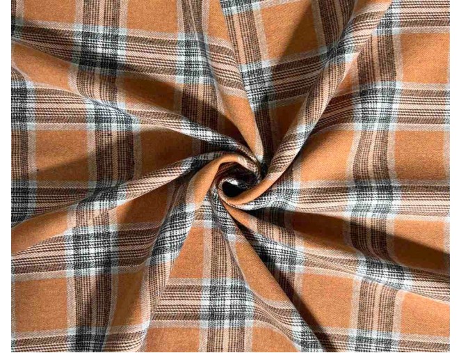 Checkered flannel in caramel brown