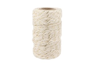 Macram&eacute; cord, 2 mm, 45 m, natural with glitter