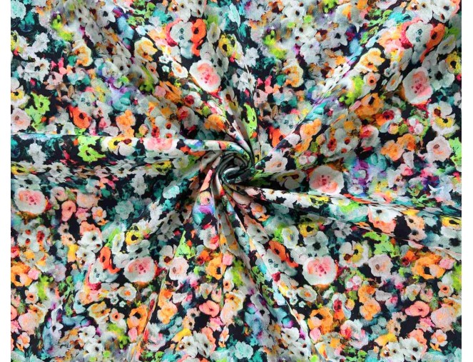Cotton fabric with spandex, "Patterned Flowers"