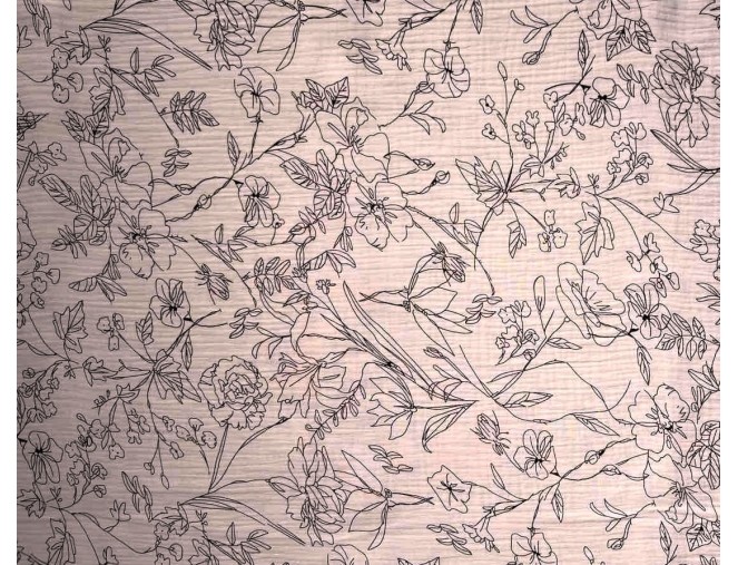 Muslin with floral patterns in ash pink pigiau