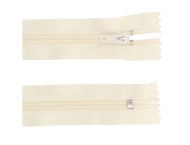 Non-detachable 3D zipper 40 cm Cream