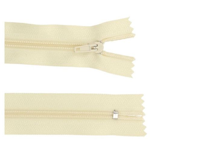 Non-detachable 3D zipper 40 cm Cream